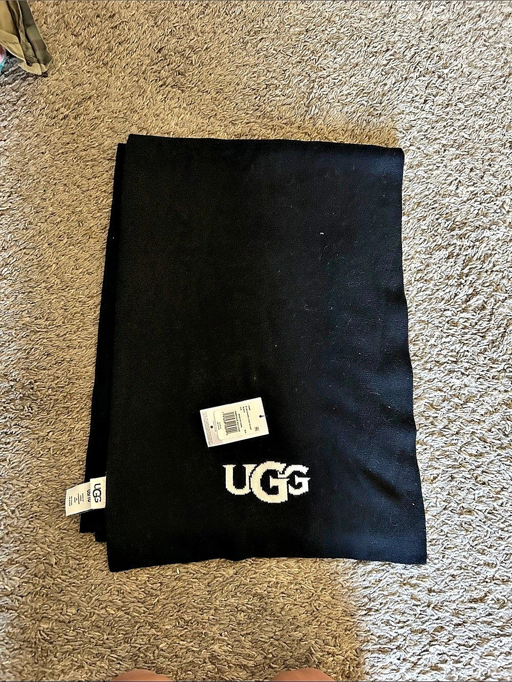 UGG Jacquard Logo Scarf in Black NWT